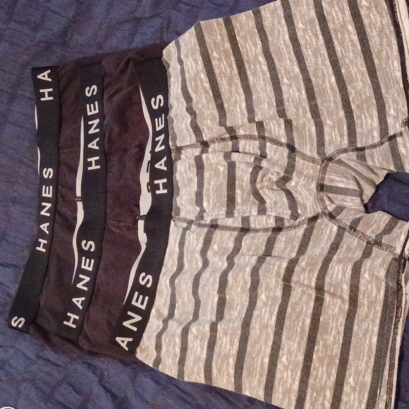 🍭🌺3 Hanes Men's Black and Gray Striped Boxer Briefs LARGE - Picture 5 of 7